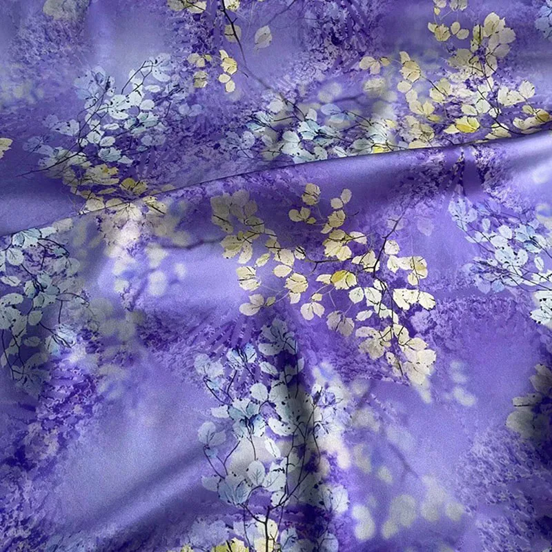 Silk Stretch Satin Fabric by the Yard, Skin Friendly, Soft Digital Printed Mulberry Silk Fabric, DIY Sewing, Summer, New, 19Momm