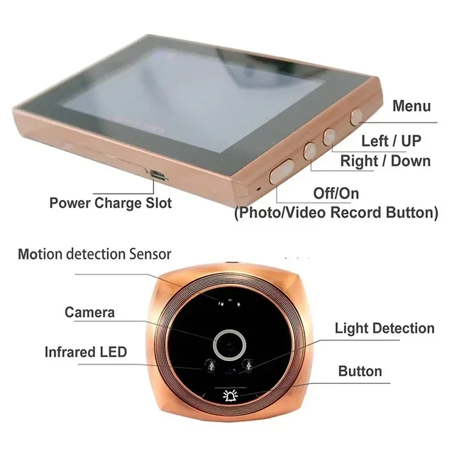 4.3" Digital Door Peephole Viewer Smart Doorbell Camera Pir Motion Detection Digital Magic Eye Door Camera Security Protection 4