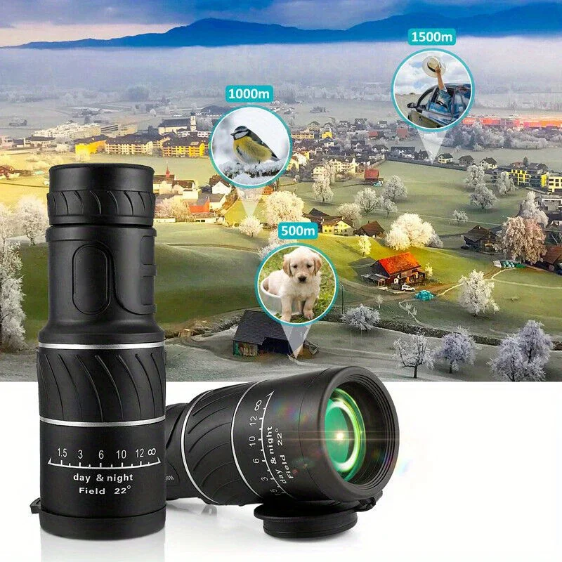 16x52 HD Portable Green Film Monocular Telescope,For Birdwatching Hiking Concert Photography Powerful Long Range Spyglass 6