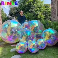 Iridescent Poly Giant Inflatable Mirror Balls Inflatable Mirror Sphere Metallic Balloon For Party Wedding Stage Decoration 1
