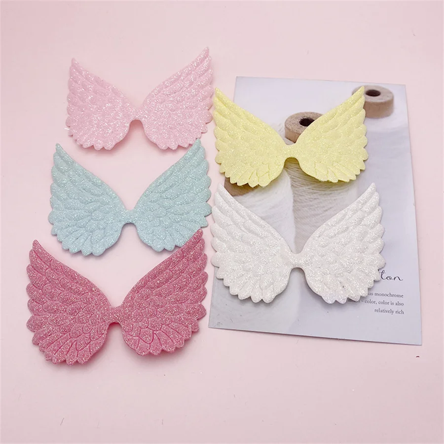 30Pcs/Lot Candy Color Shiny Angel Wing Padded Applique For DIY Clothes Hat Cosplay Decoration Patches Hair Clip Accessories