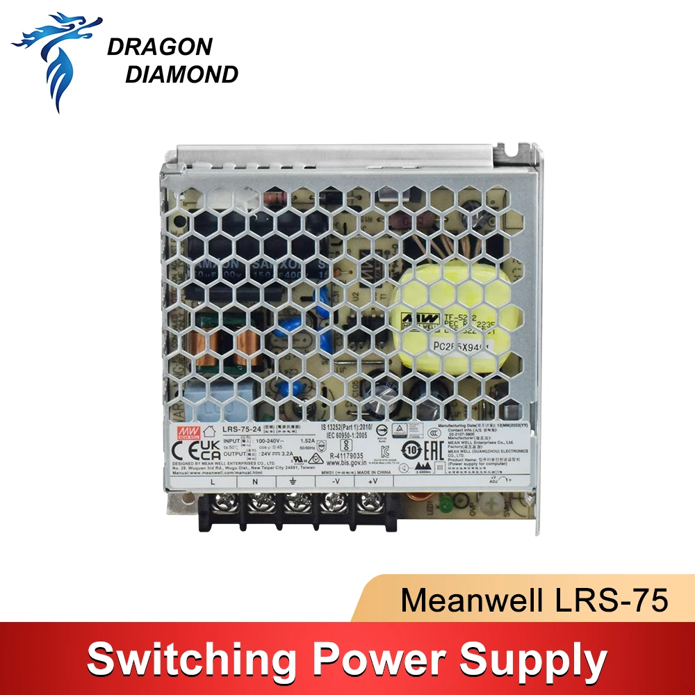 Meanwell LRS-75 Switching Power Supply 12V 6A / 24V 3.2A 75W Original MW  Taiwan Brand for Laser Controller - AliExpress