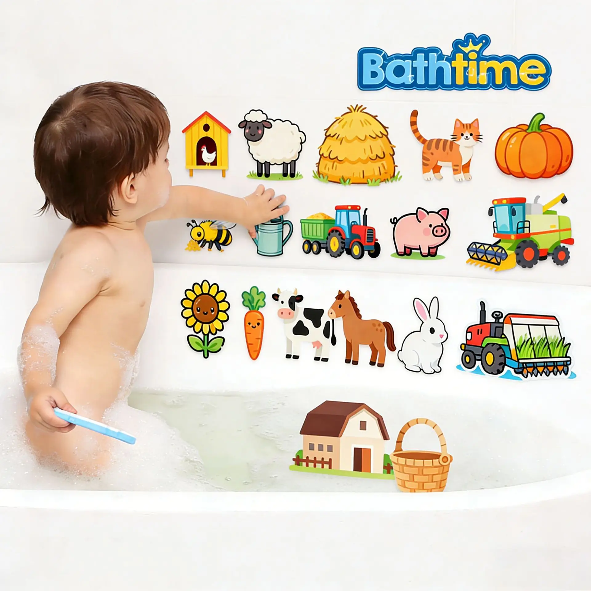Baby Toy Animal Bath Toys for Kids Soft EVA Paste Bathroom Toys Animal Cognitive Floating Water Toys for Boys Girls 2 to 4 Years - 3