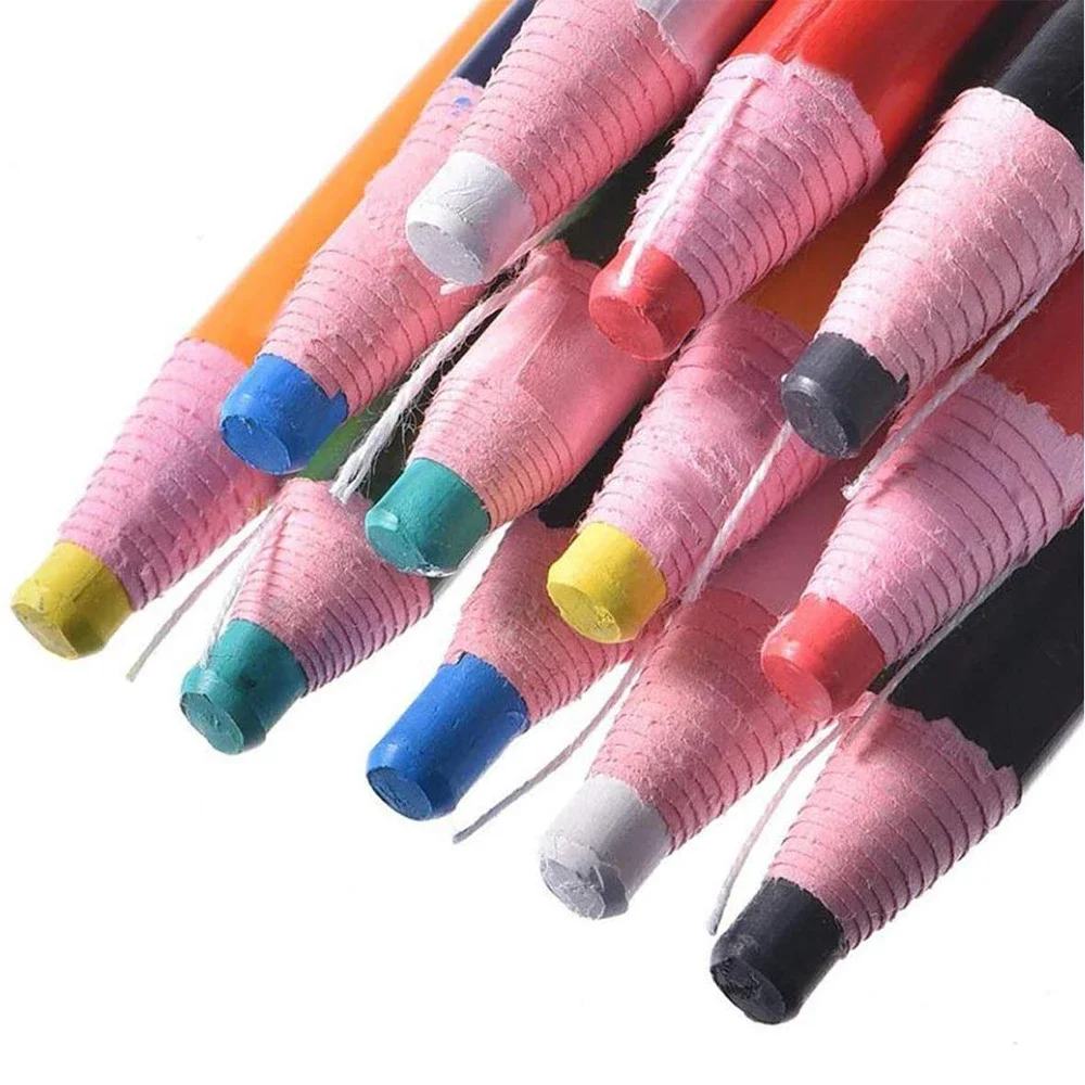 Chalk Pencils 12pcs Colorful Sewing Tailor's Cut-free Chalk Fabric Marker Pen for Patchwork DIY Clothing Tool
