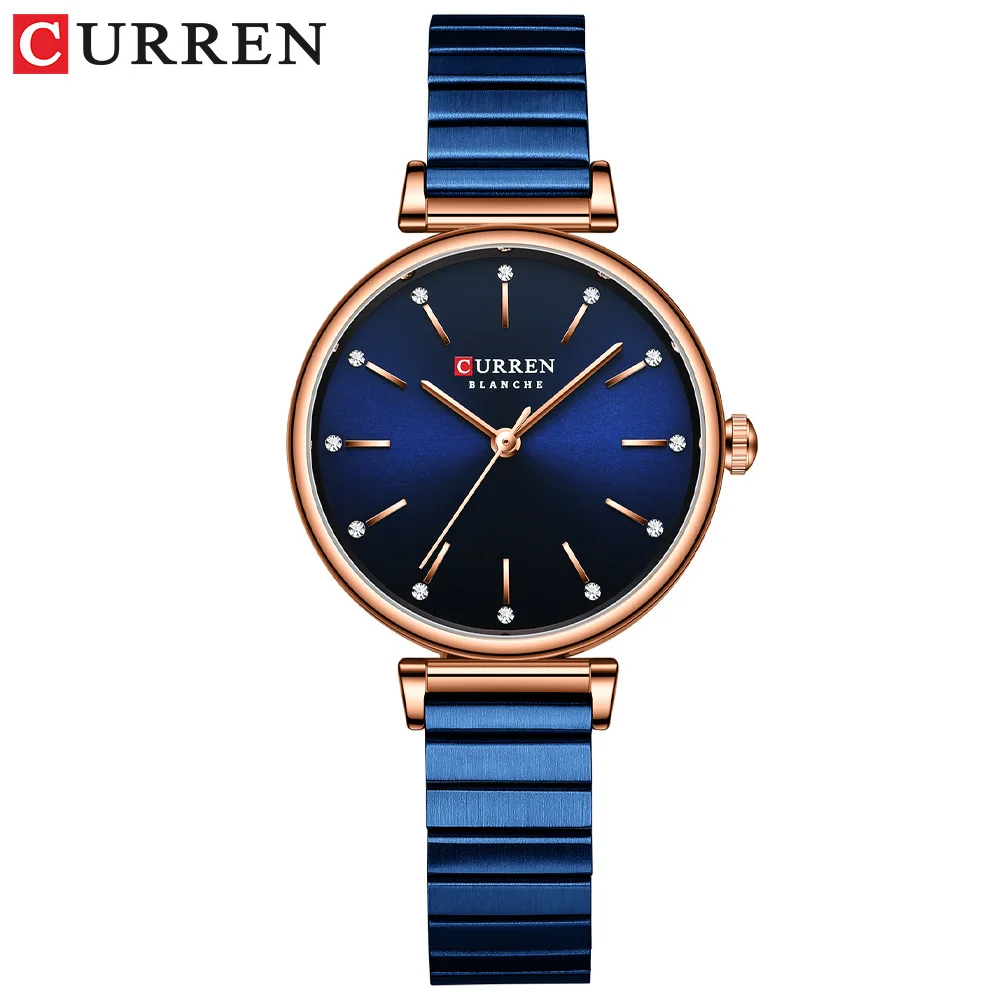 CURREN 9081 Women Quartz Watch Round Silvery Golden Clock Simple Fashion Casual Wristwatch for Ladie 5