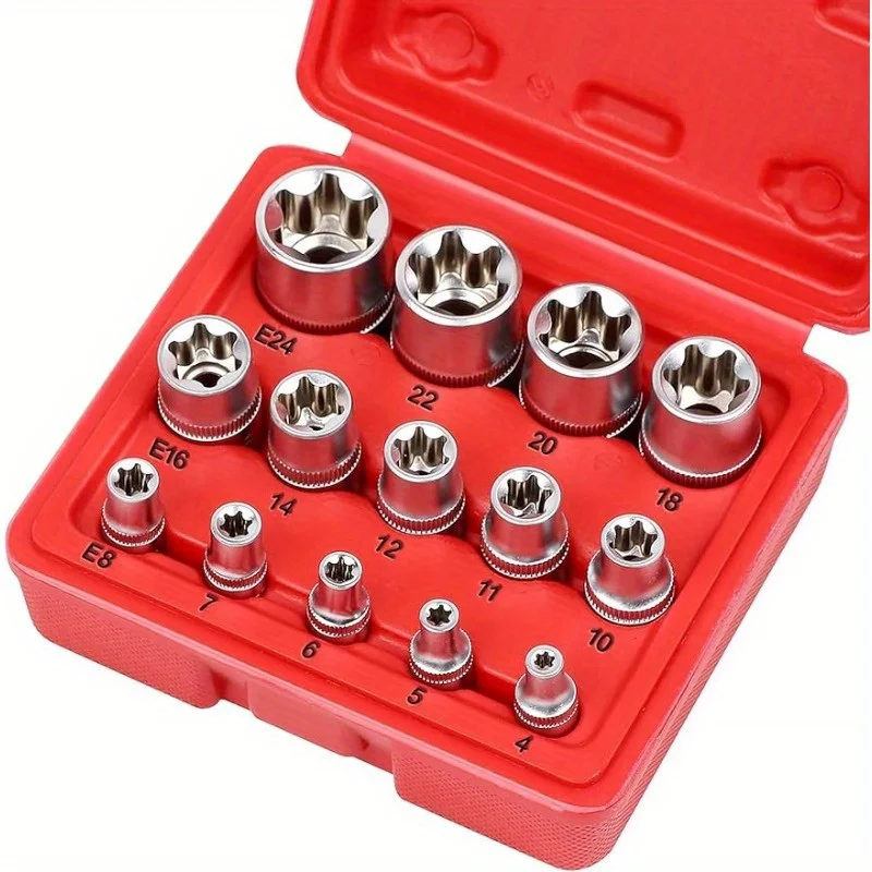 14pcs set e torx socket set premium female torx socket set