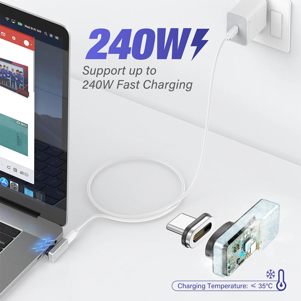 Super Fast 240W USB 4.0 Type-C Magnetic Adapter with 8K/4K Support