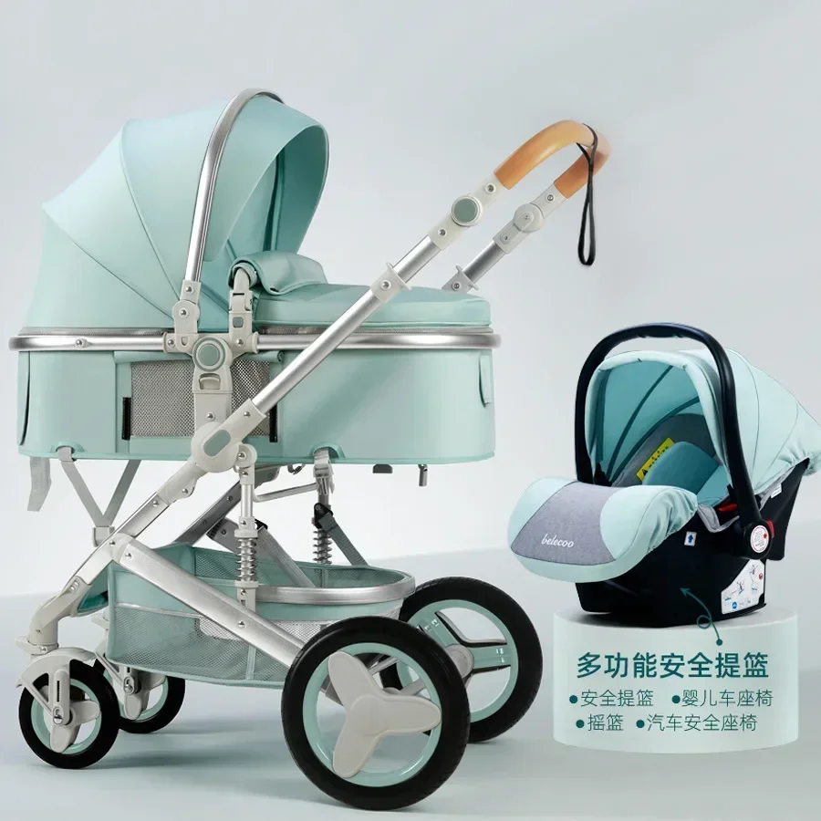 Belecoo Baby Stroller Lightweight High Landscape Can Sit Lie Down Fold in Both Directions for Newborns images - 6