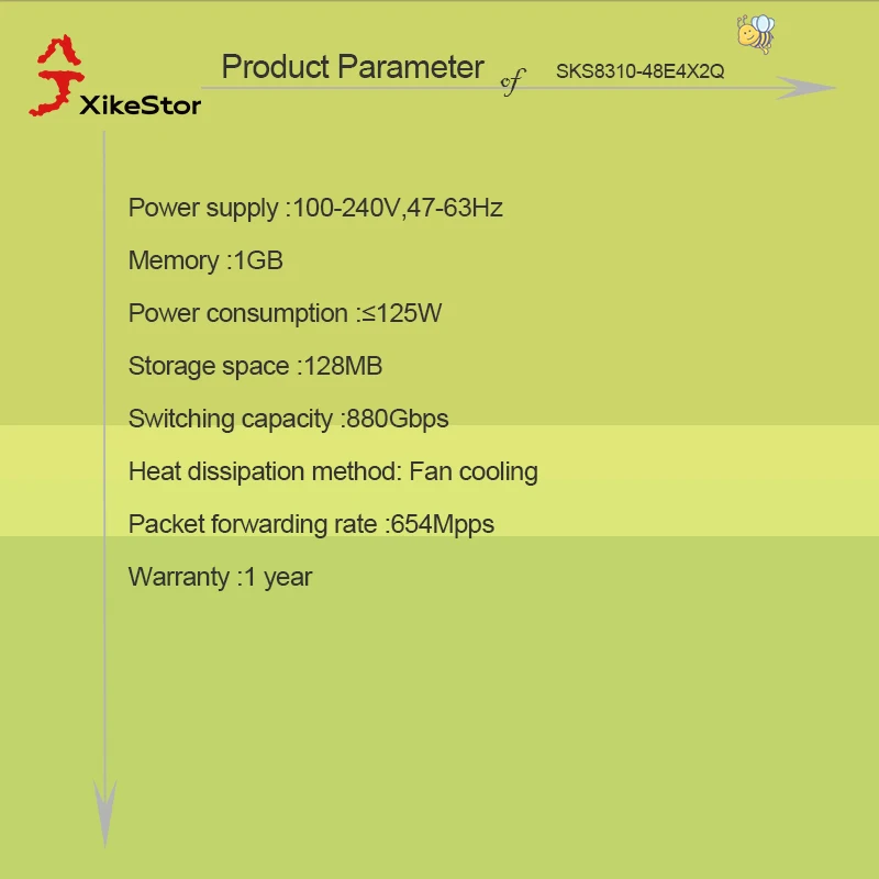 XikeStor 48 x 2.5G RJ45 포트 4 x 10G SFP+ 포트 2 x 40G QSFP+ 포트 L3 관리형 VLAN 포트 통합 지원 DHCP 라우팅