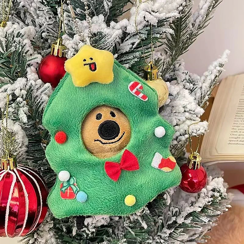 Cute Christmas Tree Creative Doll Plush Head Cover Doll Accessories Bag Key Pendant Christmas Party Decoration Props Charm Gifts