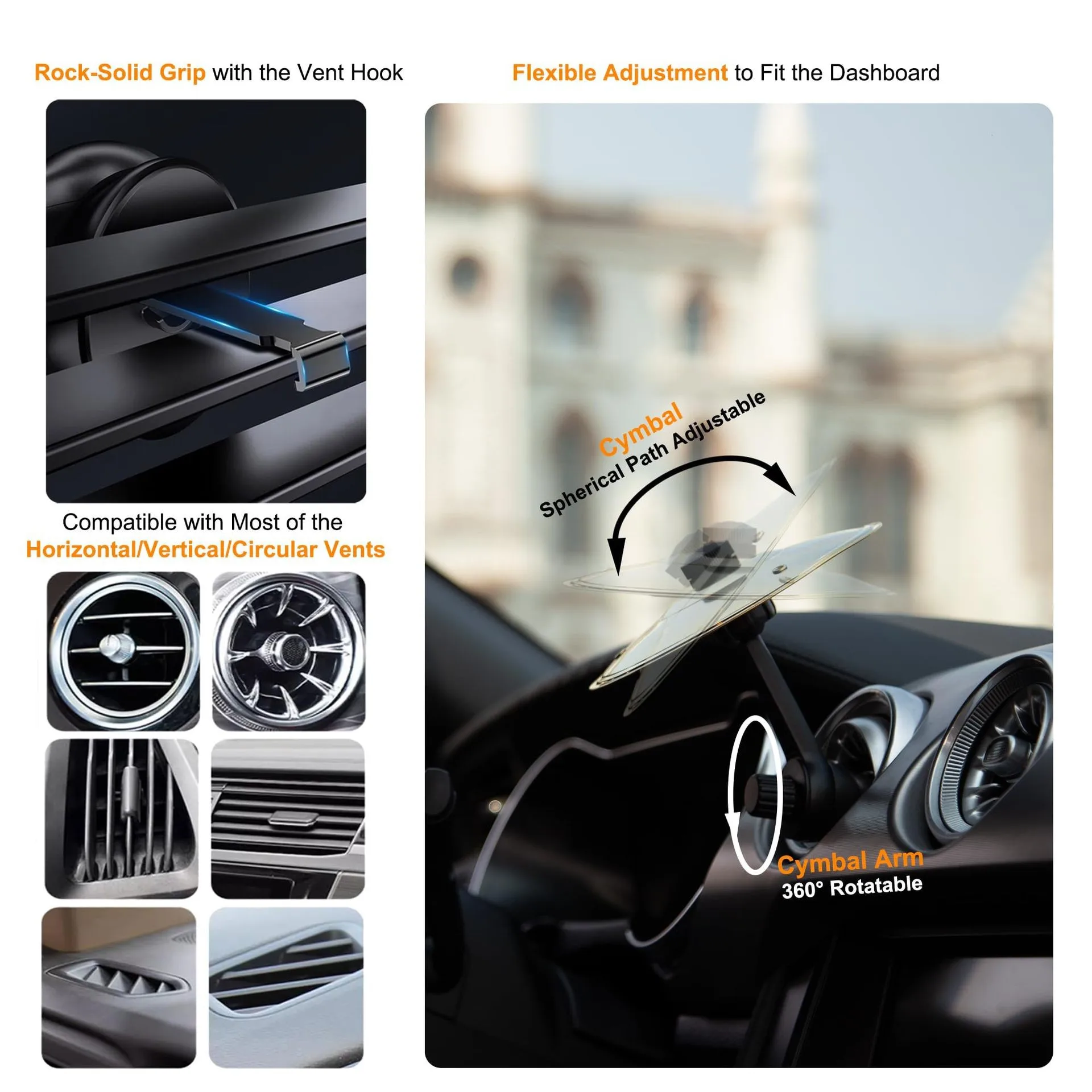 Metal Car Air Vent Cymbals for Dashboard Rhythm