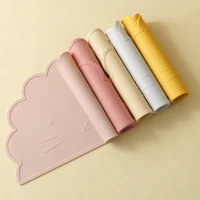 1PC Baby Silicone Placemat BPA Free Cute Cartoon Lion Shape Baby Tableware Solid Color Baby Stuff Heat Insulation Table Placemat 1