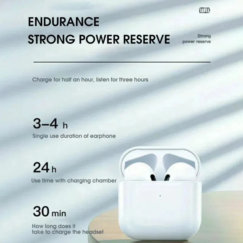 Pro 4 TWS Wireless Headphones Earphone Bluetooth-compatible 5.3 Waterproof Headset with Mic for Xiaomi iPhone Pro4 Earbuds Game 4