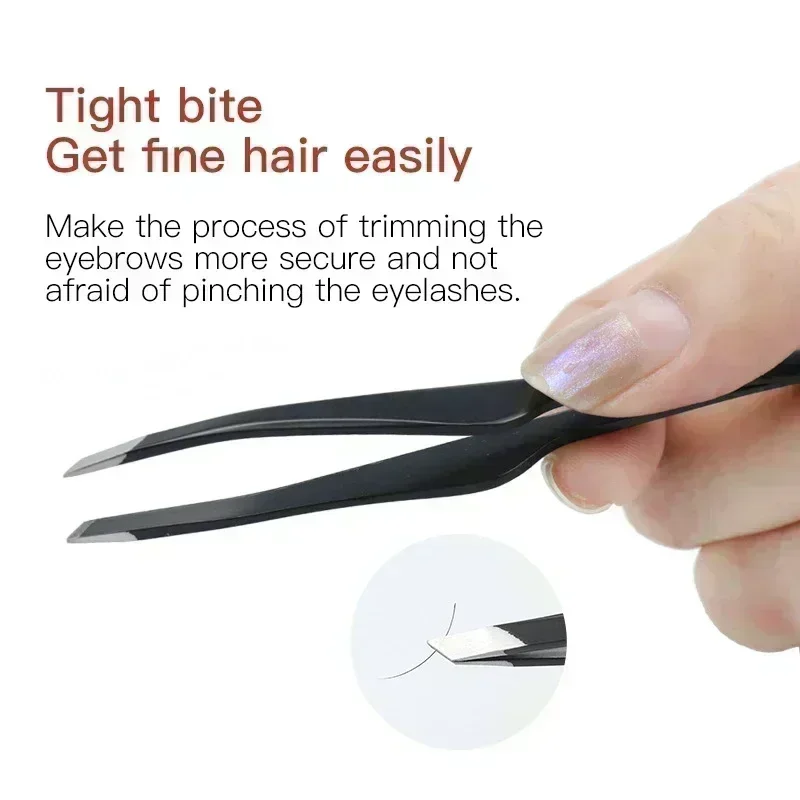 Eyebrow Tweezers Hair Removal Tweezers Stainless Steel Eyebrow Tweezers Slant Tip Point Tip Flat Cosmetic Makeup Tools