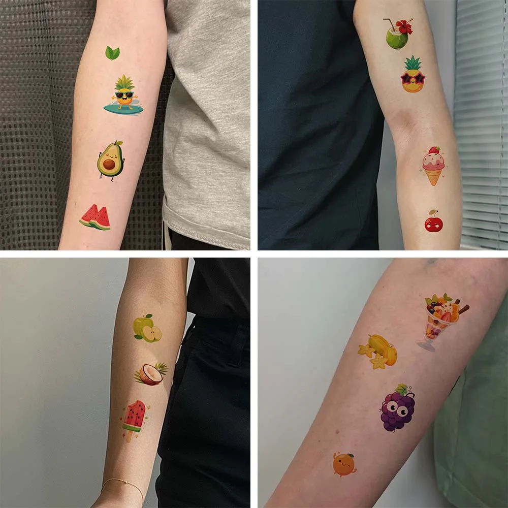 10pcs/set Cartoon Fruit Tattoo Stickers Birthday Party Body Decoration Disposable Tattoo Stickers