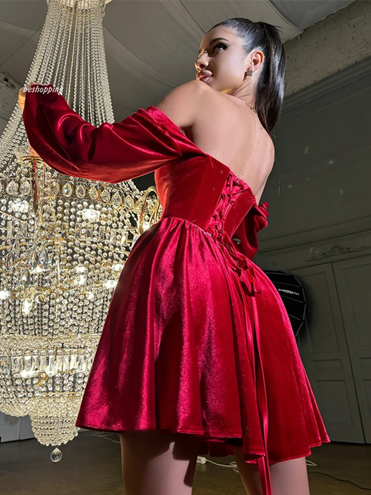 red mini velvet dress boohoo Women's Extreme Ruffle Velvet Mini Dress
