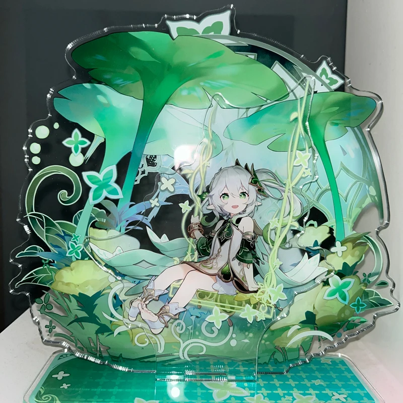 

Genshin Impact 20 см, фигурка Бога из травы нахида, играйте на качели, лист лотоса, акриловая подставка, оригинальная модель, настольное украшение, подарки для фанатов