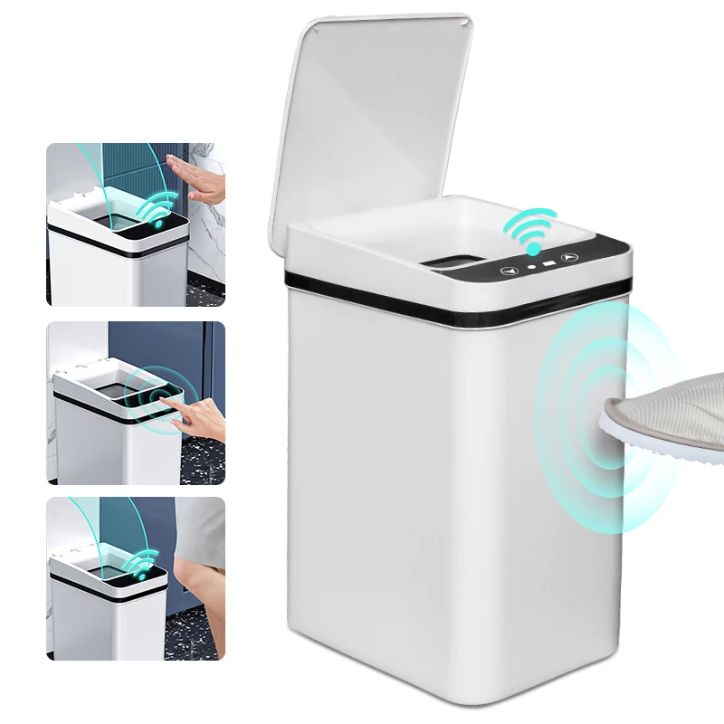 

Smart Induction Trash Can Kitchen Bathroom Automatic Dustbin Bucket Waterproof Bin with Lid Narrow Seam Sensor Bin