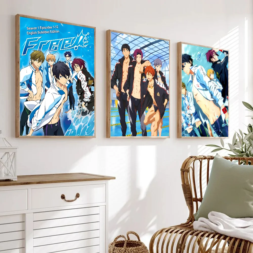Anime Free Iwatobi Swim Club Poster Stickers Living Room Bedroom Entrance Cafe Wall Art Decoration Painting Decor