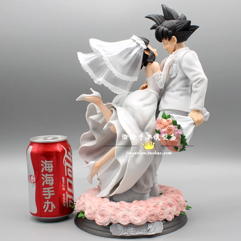 

New Anime Dragon Ball Z Goku And Chichi Wedding Day Romantic Human Shape Pvc Figurine Model Toys 31cm Christmas Birthday Gift