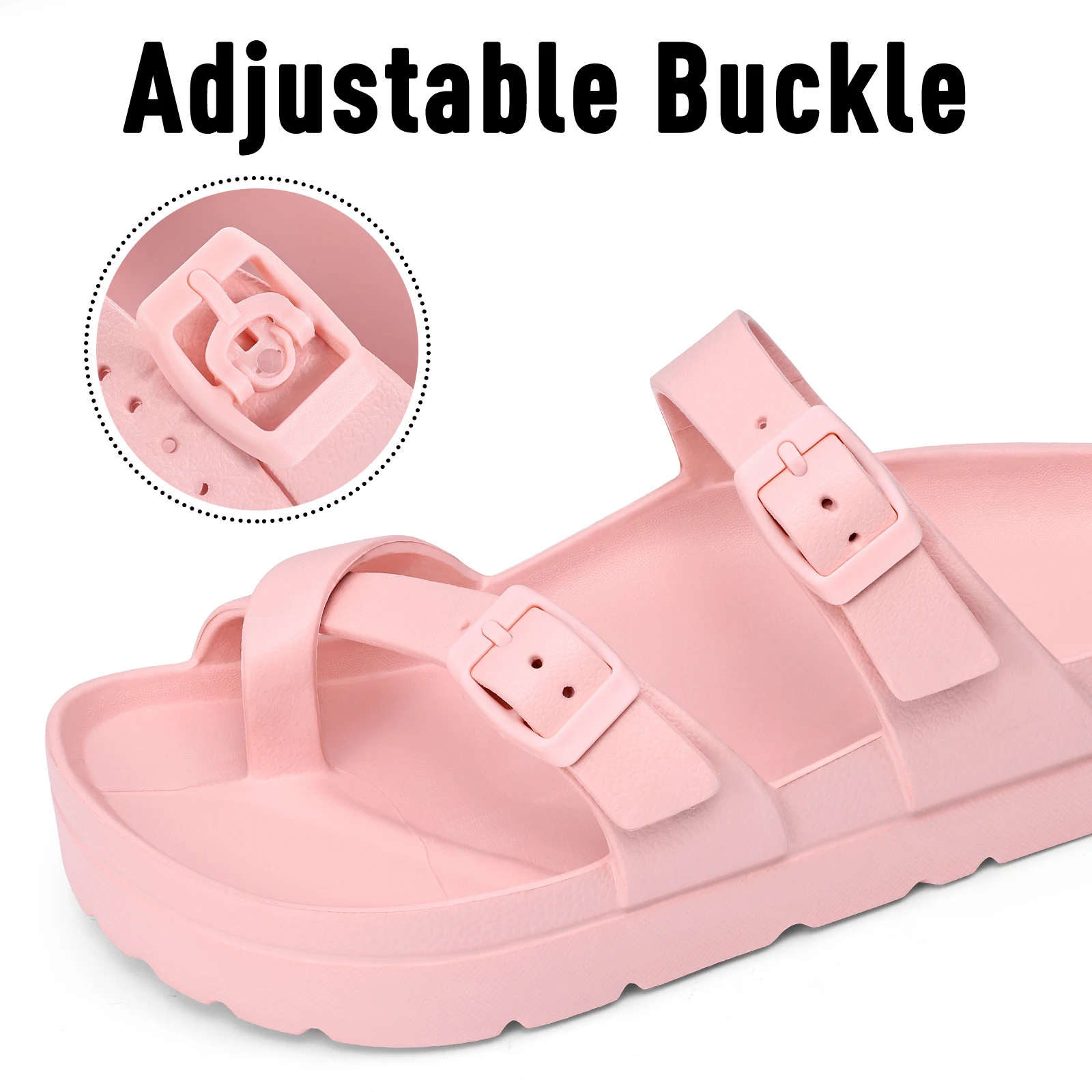 Lightweight Comfort Slides Double Buckle Orthopedic Flat Sandals