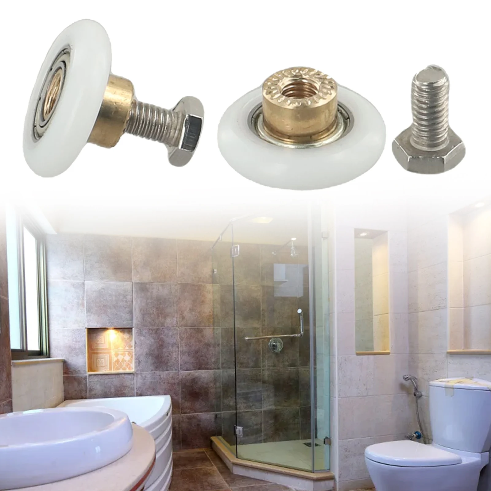 Shower Door Rollers/Runners/Wheels Single Wheel 20/23/25/27mm Sliding Roller Bearing Wheel Runners Replacement Hardware 2PCS