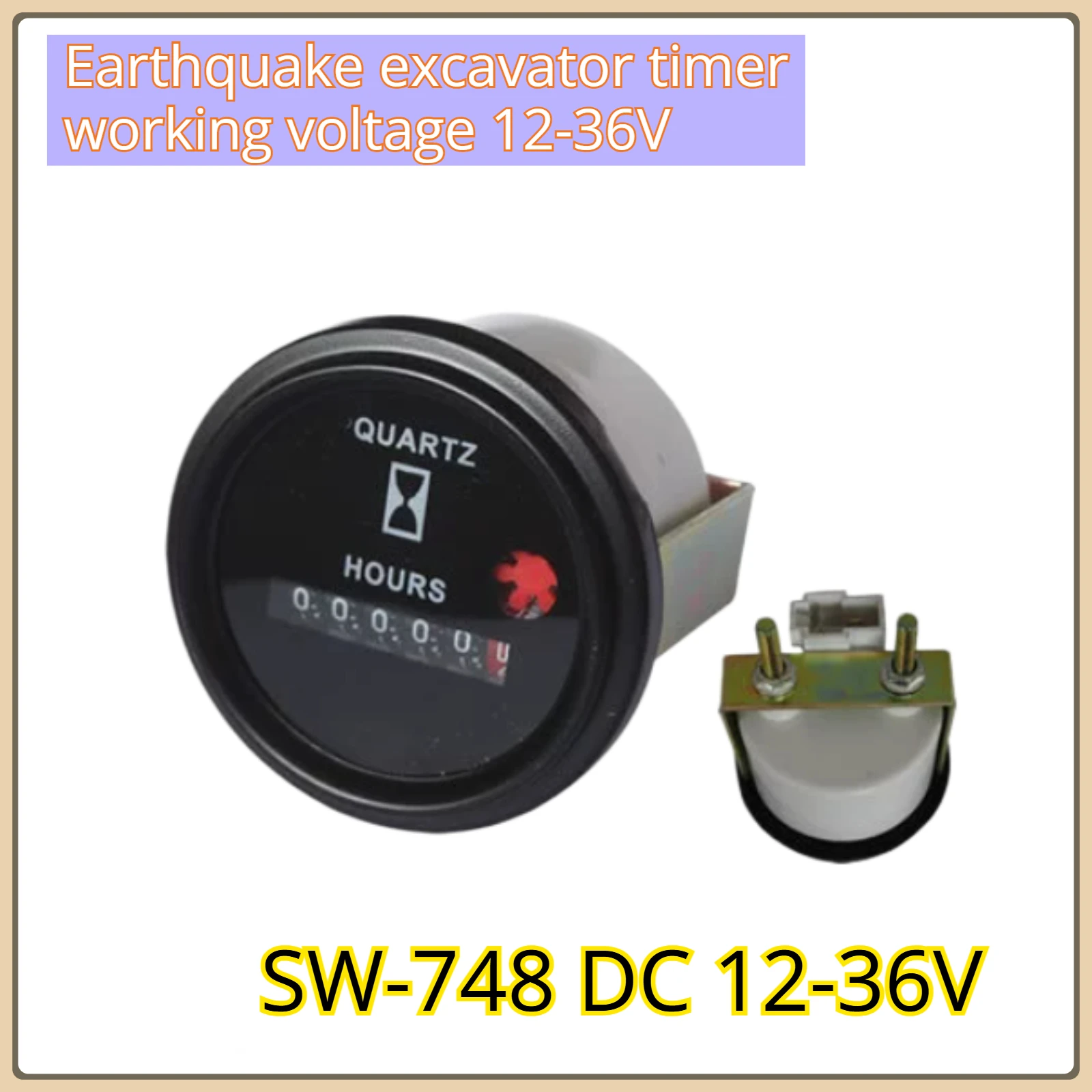 12-36V/10-80V/100-250V 미니 시간계 미터 해양 보트 엔진 원형 방수 게이지 자동차 트럭 기계식 시간계 카운터 타이머