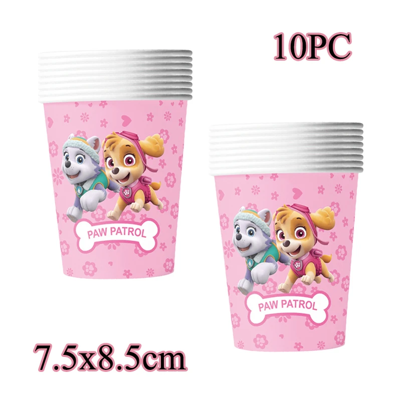 Skye Paw Patrol Birthday Party Decorations New Skye Pink Paper Cups Plates Napkins Kit Balloon Banner Baby Shower Event Supplies birthday party decorations