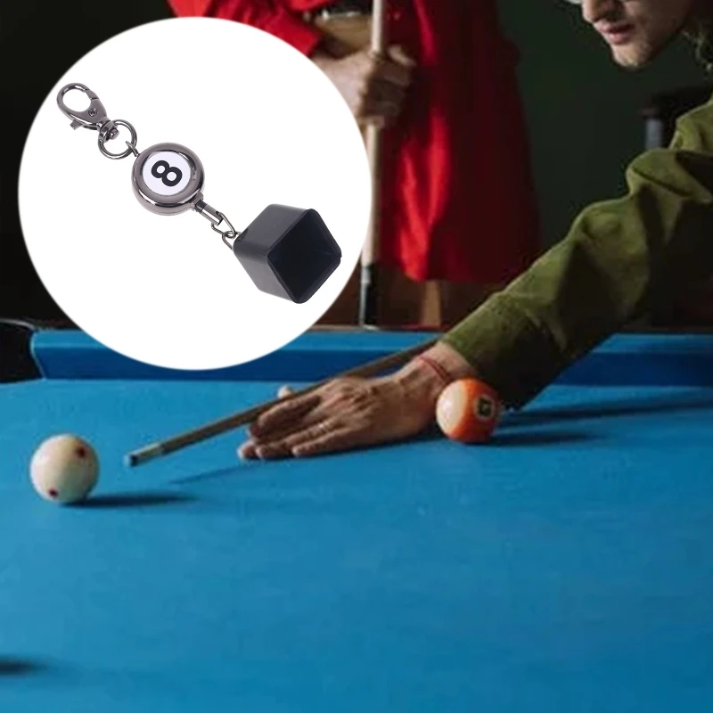 Lightweight Portable Metal + Rubber Retractable Billiards Chalk Holder Drawing Keys Chain Keyrings with Number 8 Practical Tool