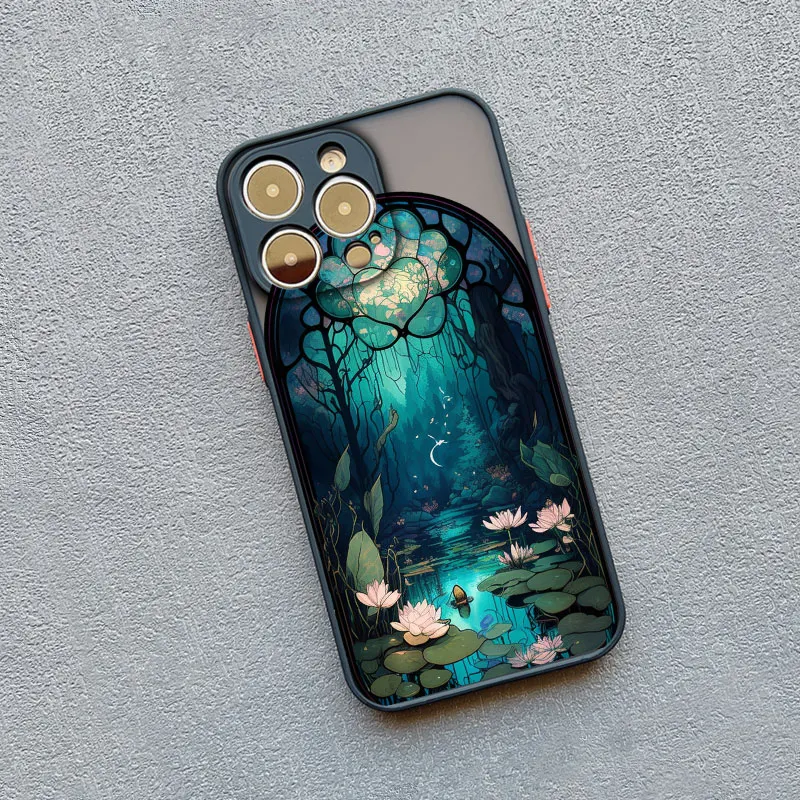 Chinesischer Lotus-Blumen-Teich Handyhülle für iPhone 17 14 15 16 Pro Max Plus 11 12 13 Mini Pro Max XR XS X Plus Cover Fundas – Detail 3