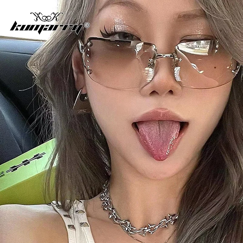 

KUMARRY Women/Men's Sunglasses Y2k Sun Glasses Brand Designer Sunglass Outdoors Rimless High Quality Eye Wear gafas de sol UV400