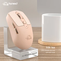 Ergonomic Bluetooth Wireless Mouse with Silent Keys and Adjustable DPI (A3 Milk Tea)