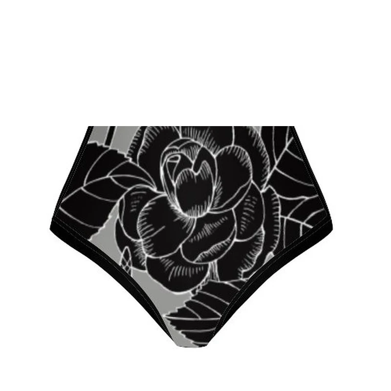Black Colorblock Abstract Floral Print Swimsuit Monokini Swimwear Women Plus Size Bikini Two Piece Tankini Set trajes de baño