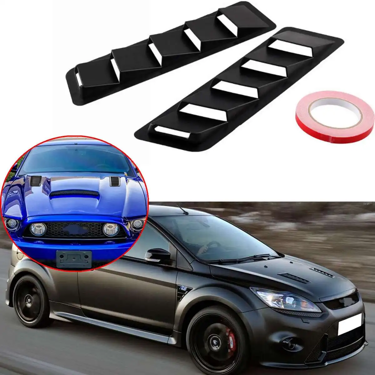 Pair Universal Car Front Vents Hood Air Flow Vent Louver Grille For Benz For Audi For Bmw