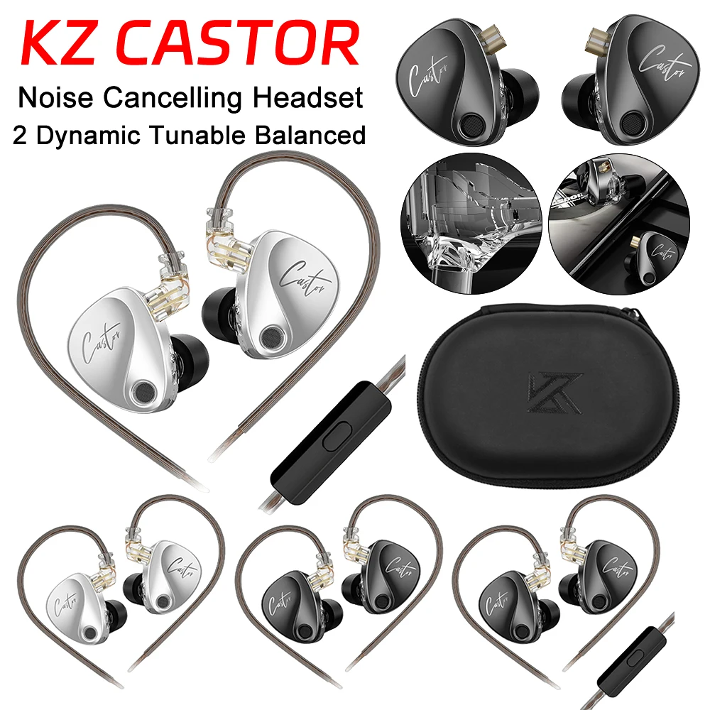 KZ Castor Metal Headphone In Ear Earphones HIFI Bass Wired