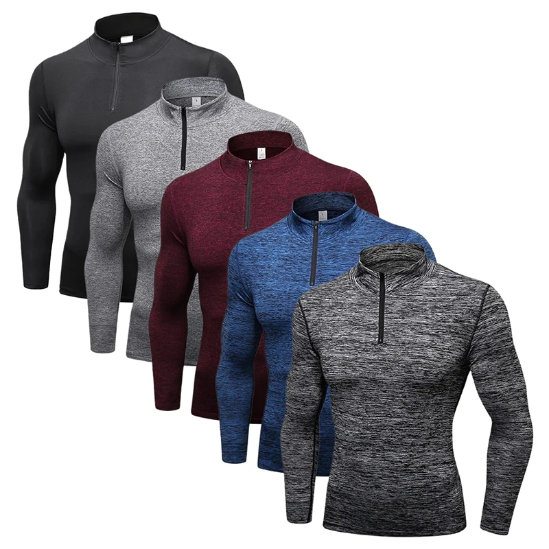 

Winter Men's Thermal Compression T shirt Long Sleeve Thick Fleece Lined Athletic Base Layer Gym Workout Top Running T-shirt