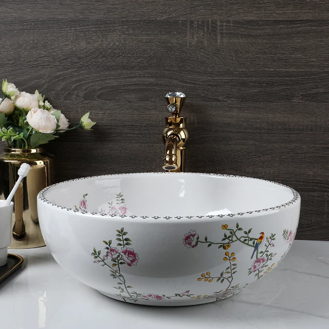 Zappo อ่างน้ำเซรามิกสำหรับซิงค์ห้องน้ำก๊อกน้ำคอมโบด้านบนเคาน์เตอร์พอร์ซเลนรอบรูปร่างโต๊ะเครื่องแป้งอ่างล้างมือสำหรับโรงแรม 4