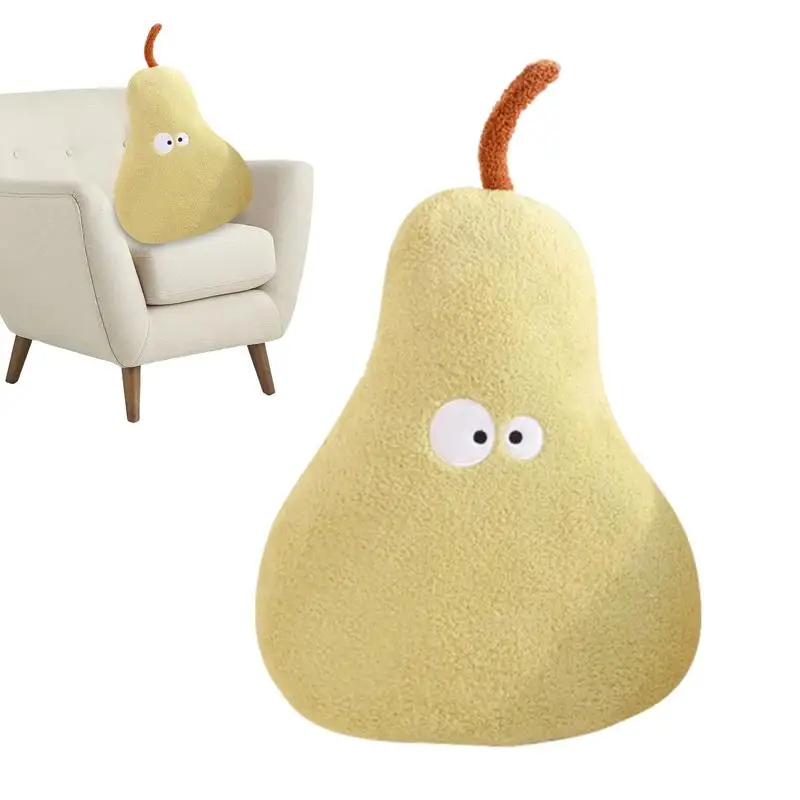 

Pear Plush Toy Cute Fruit Throw Pillows Plush Soft Doll Fluffy Pear Decorative Cushion Pillow Toy For Hugging Bed Living Room