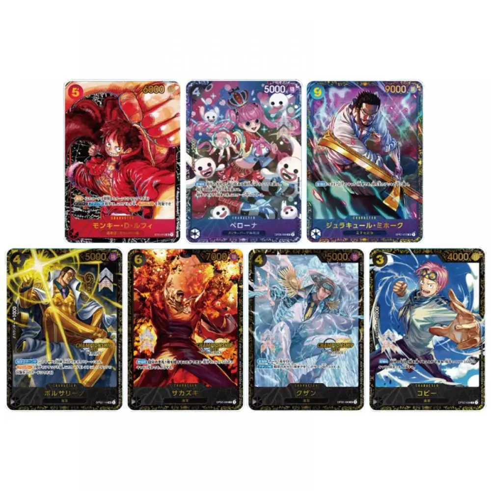 

7Pcs/set DIY OPCG One Piece Luffy Mihawk Perona Sakazuki Borsalino Kuzan Flash Card Gift Toy Game Anime Toy Gift for Boys