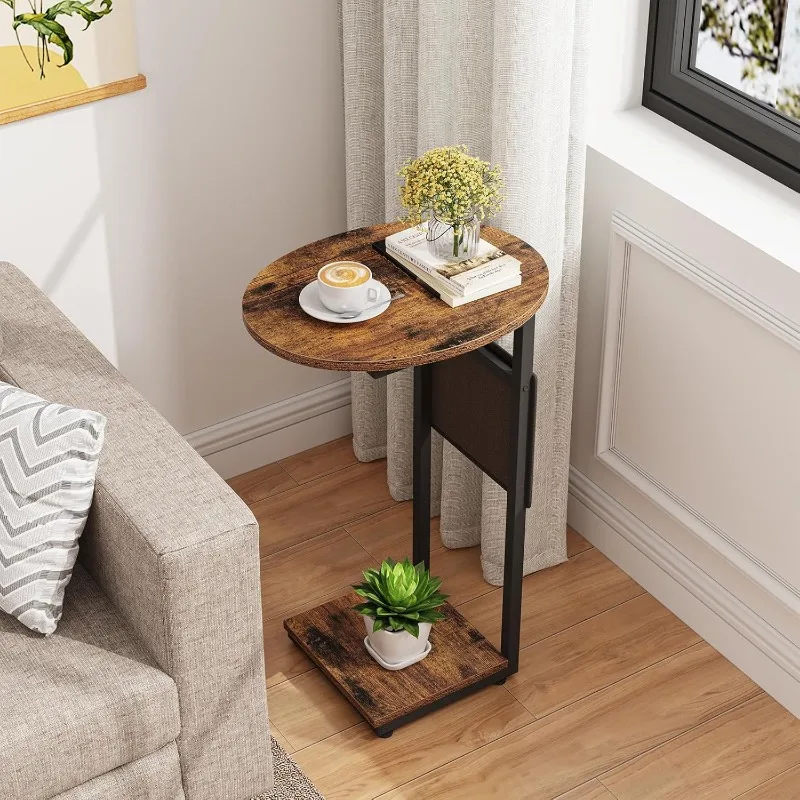 C Shaped End Table for Couch, Small Side Table for Couch, Small Couch Side Table for Small Spaces 6
