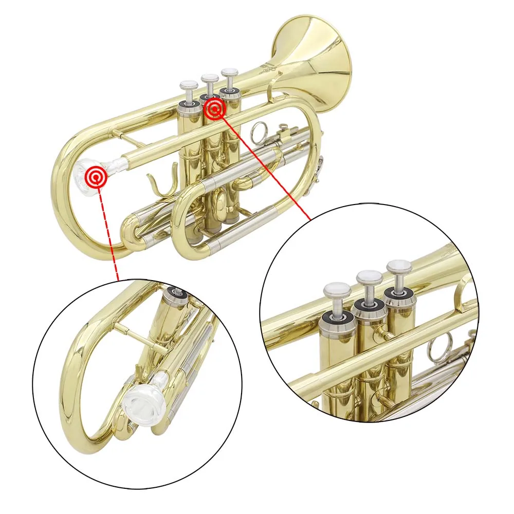 SLADE Professional Cornet Silver and Gold Plated Horn B-flat Professional Brass Instrument Cornet with Box Accessories