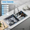 30 Inch Double Bowl Drop-in/Topmount Kitchen Sink Steel Kitchen Sink with Drainage Pipes and Fruit Baskets for Kitchen Bathroom 3