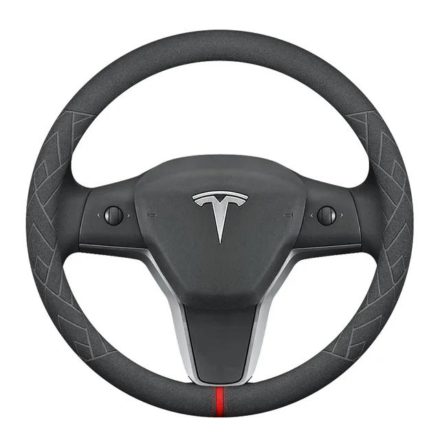 테슬라 모델에 맞춤화된 고급스럽고 편안한 알칸타라 핸들 커버