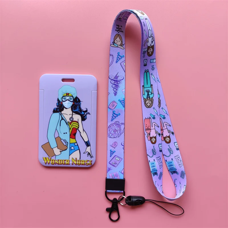 Arzt, Krankenschwester, lila Lanyards, Ausweishalter, Krankenhaus-Ausweishalter, zum Aufhängen, Seil, Lanyard, amüsantes Kartenetui, einziehbarer Clip für Mädchen – Detail 9