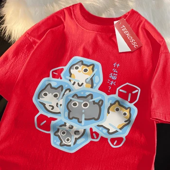 قطط جليدية، رسوم متحركة مرحة، قطط، ملابس مطبوعة، مقاسات كبيرة 3