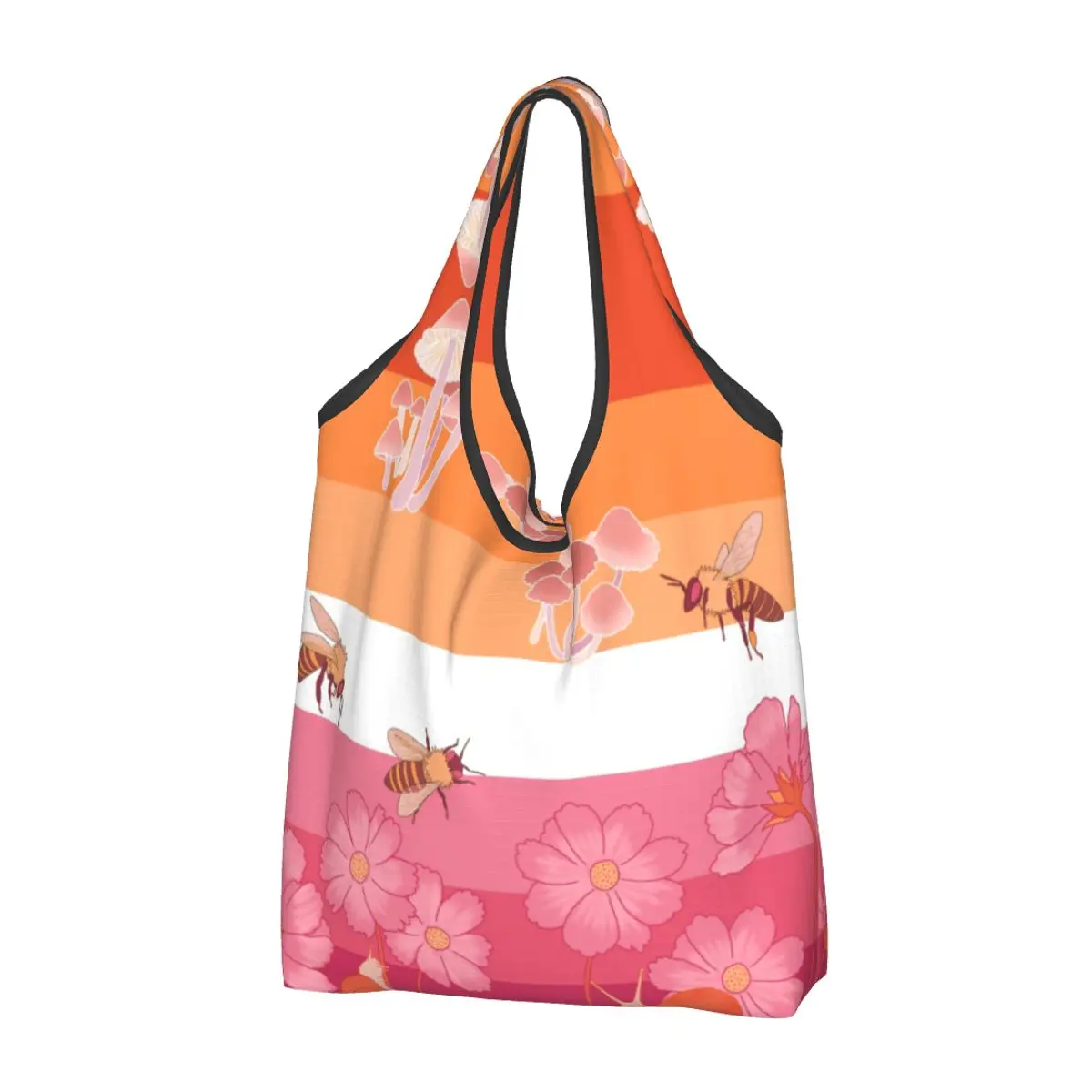 

Индивидуальные хлопковые сумки для покупок с флагом лесбиянок, женские портативные сумки большой вместимости для продуктов, ЛГБТ, гей-тоут, сумки для покупок