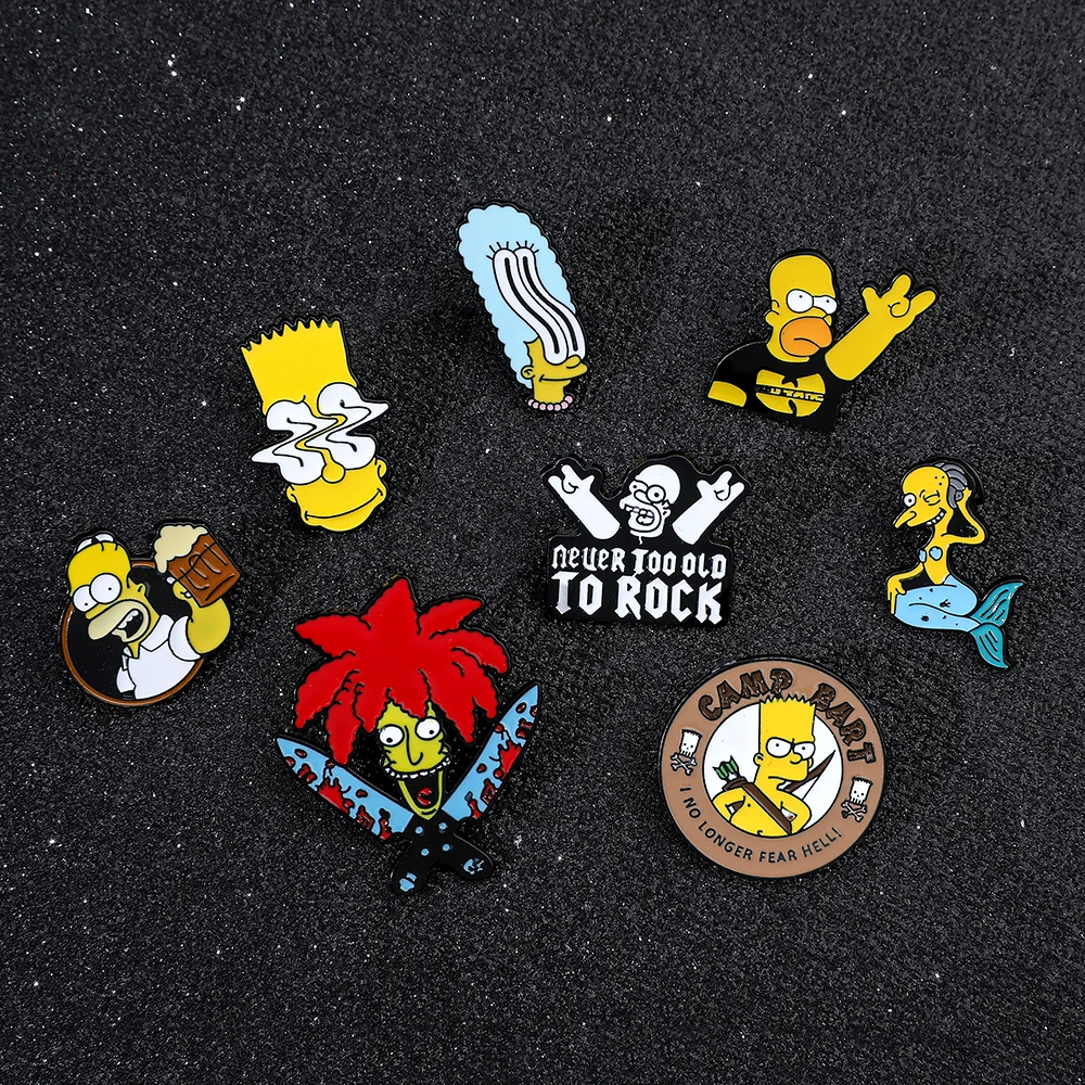 The Simpsons Cartoon Smalto Pin Cute Disney Figure Bart Simpson Homer J Simpson Spilla In Metallo Distintivo Accessori Per Gioielli Kawaii