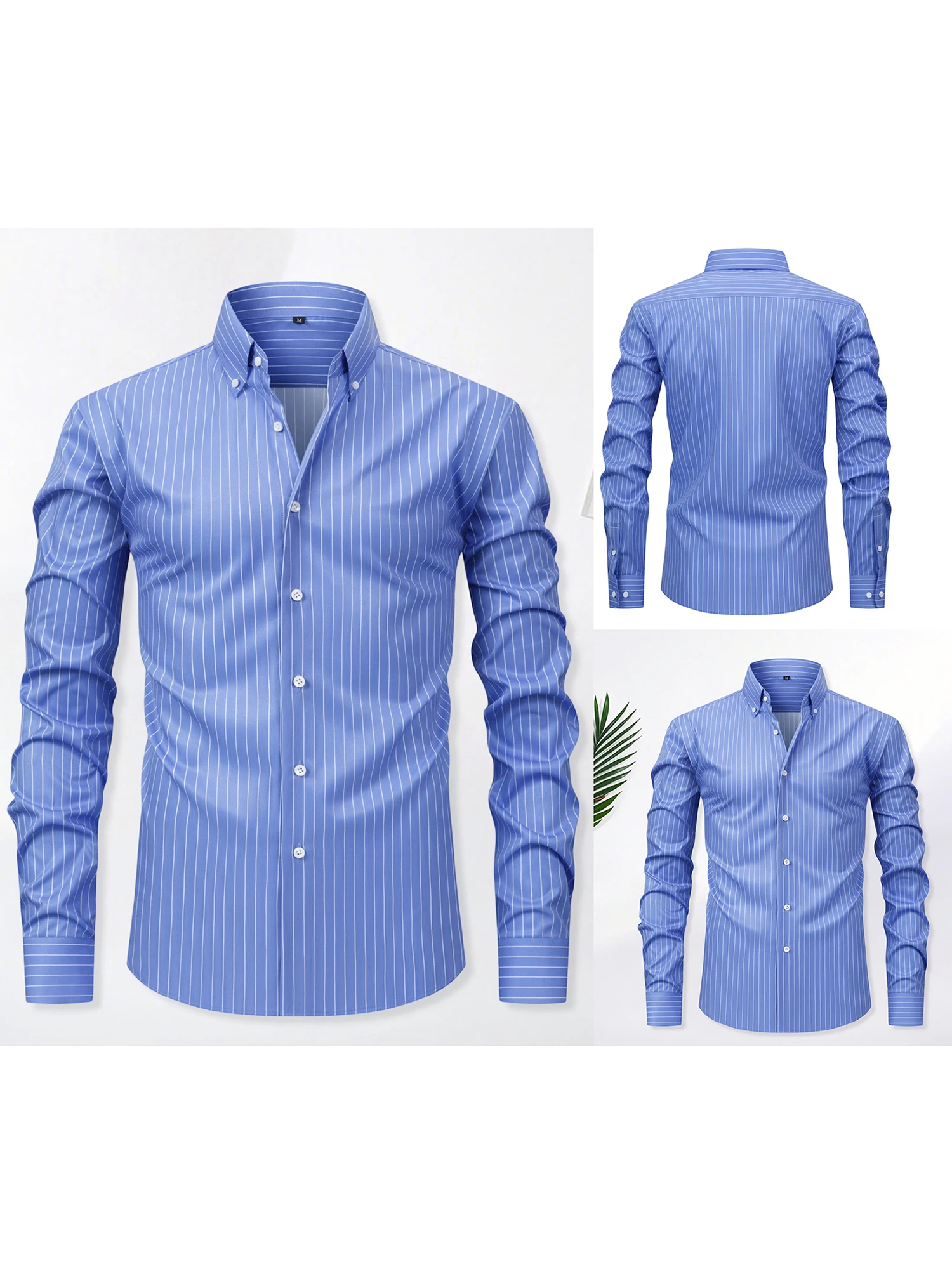 Men s Classic Striped Shirt with Long Sleeves and Turn Down Collar Perfect for Spring and Autumn Casual Wear Featuring Button
