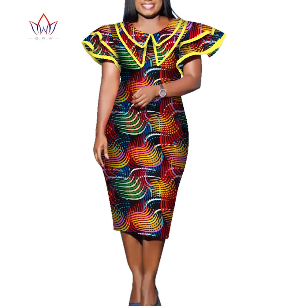 Summer African Dress For Women Africa Bazin Riche Print Elegant Mid ...