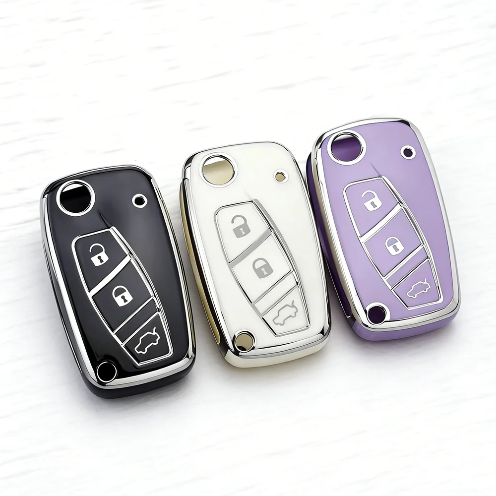 Premium Flip TPU Car Key Fob Case Cover - Full Protection Key Holder and Keychain Accessory